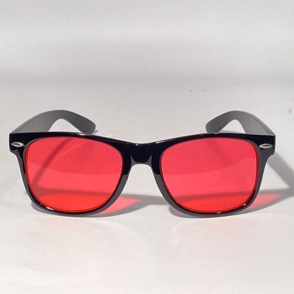 1189 Sunglasses Oversize Black Frame Red Lenses UV Protection NWOT - Picture 3 of 9